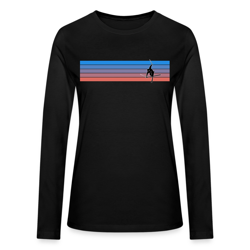 Retro Stripe 'Welcome to the Storm' Bella + Canvas Women's Long Sleeve T-Shirt - black