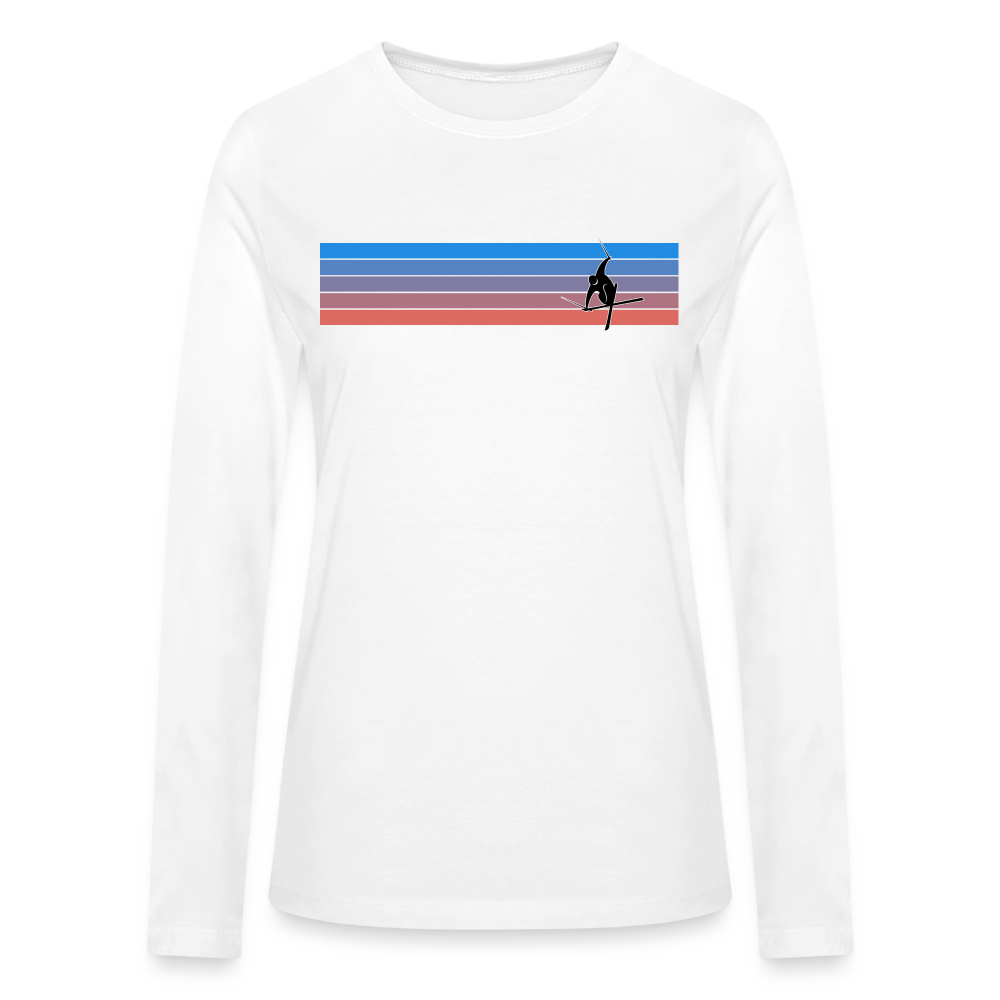 Retro Stripe 'Welcome to the Storm' Bella + Canvas Women's Long Sleeve T-Shirt - white