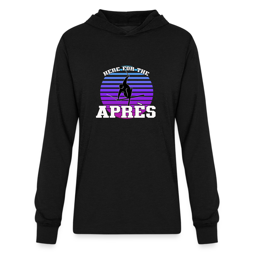 Unisex Bella & Canvas 'Here for the Apres' Long Sleeve Hoodie - black