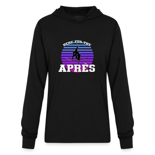 Unisex Bella & Canvas 'Here for the Apres' Long Sleeve Hoodie - black