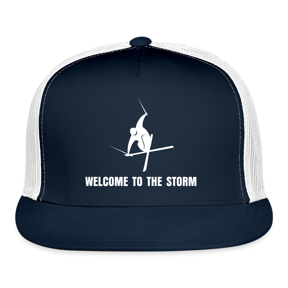 'Welcome to the Storm' Trucker Cap - navy/white