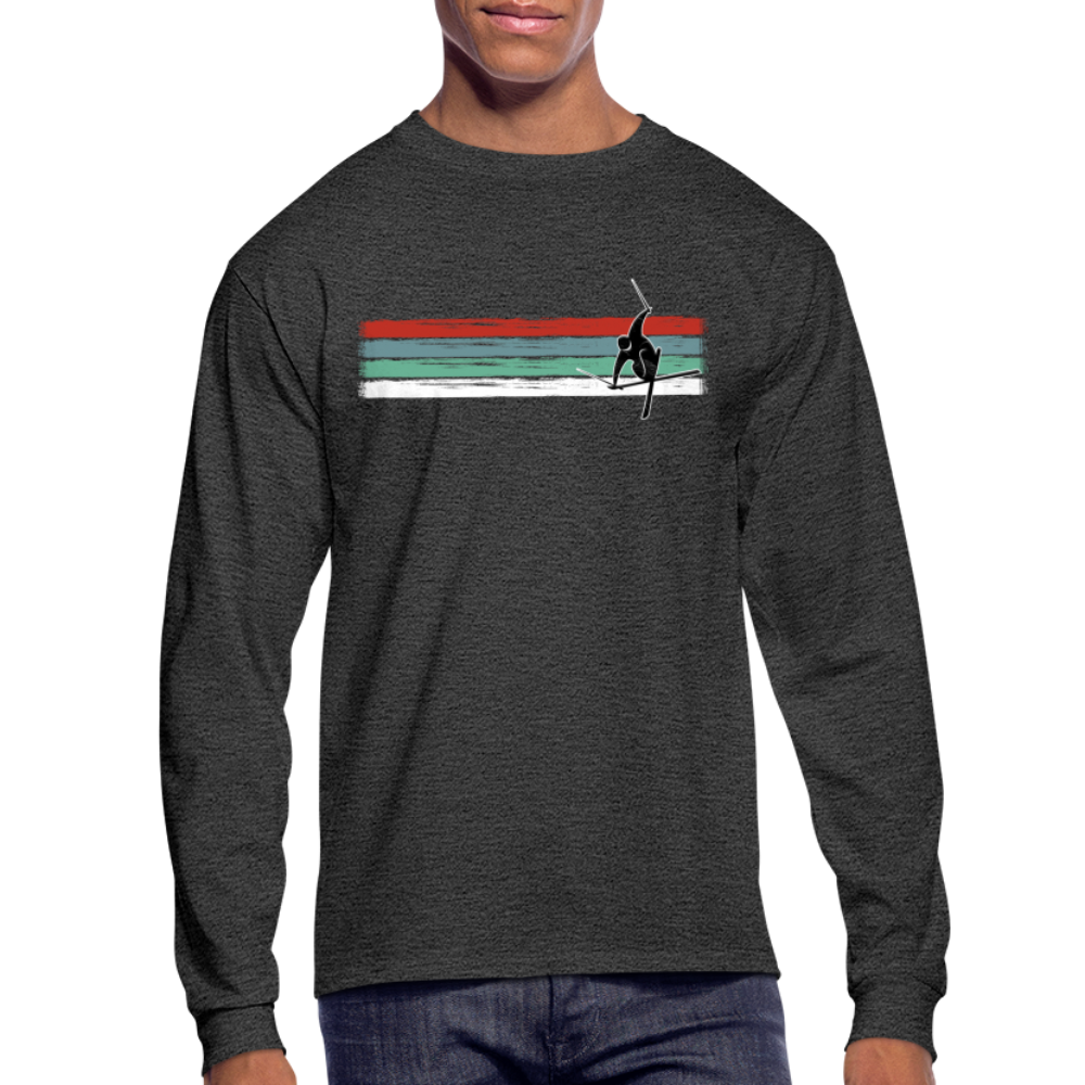 Retro Stripe Men's Long Sleeve 'Welcome to the Storm' T-Shirt - heather black