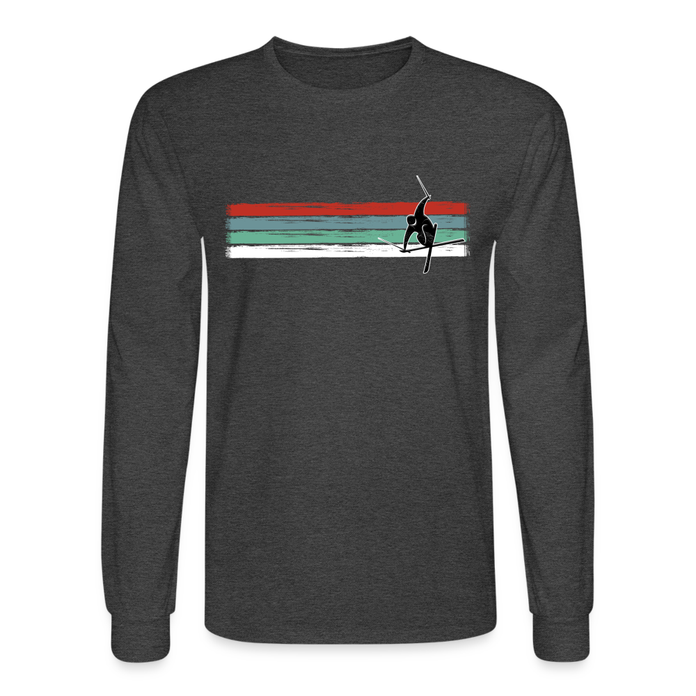 Retro Stripe Men's Long Sleeve 'Welcome to the Storm' T-Shirt - heather black