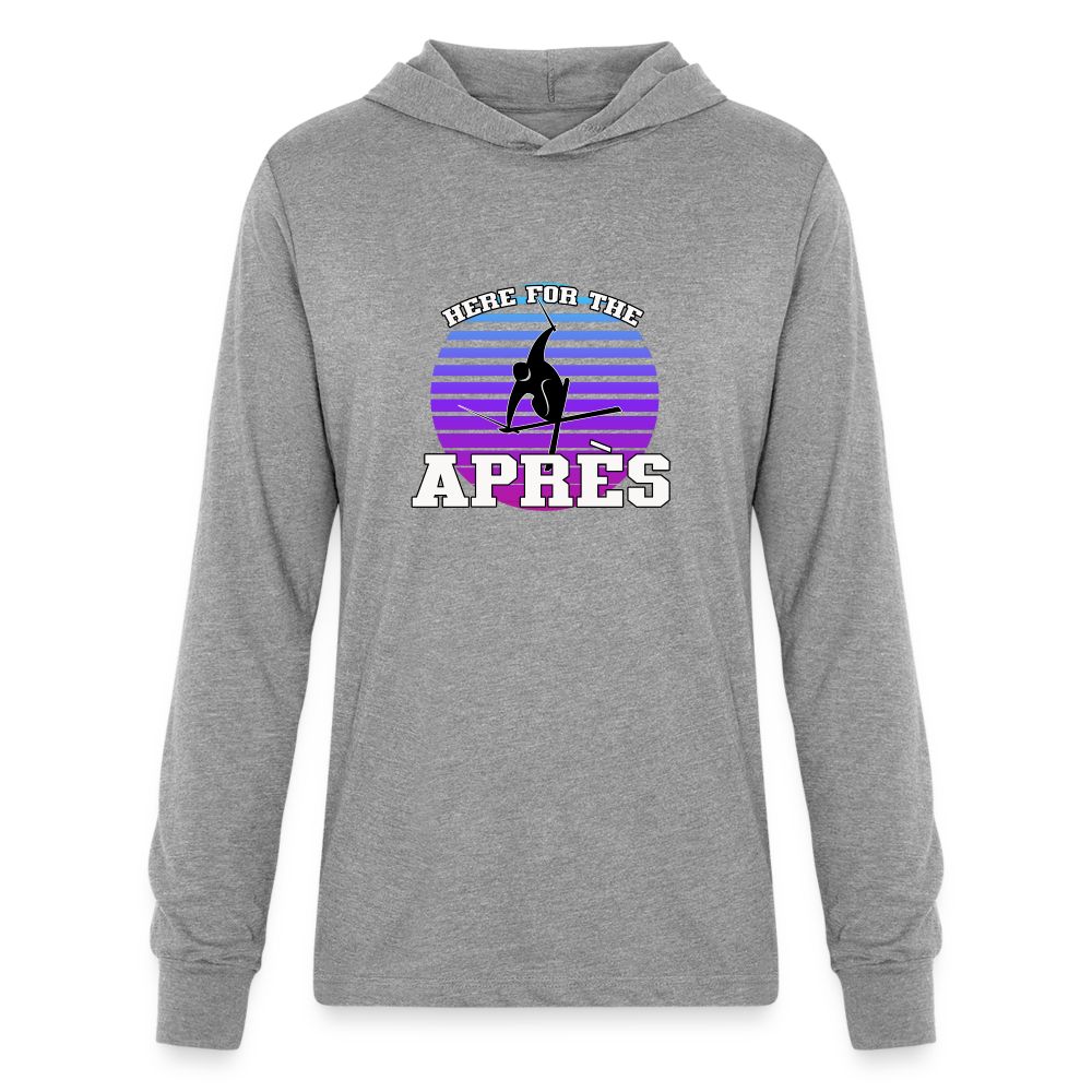 Unisex Bella & Canvas 'Here for the Apres' Long Sleeve Hoodie - heather grey