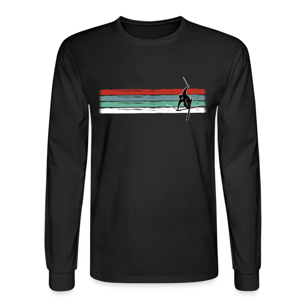 Retro Stripe Men's Long Sleeve 'Welcome to the Storm' T-Shirt - black