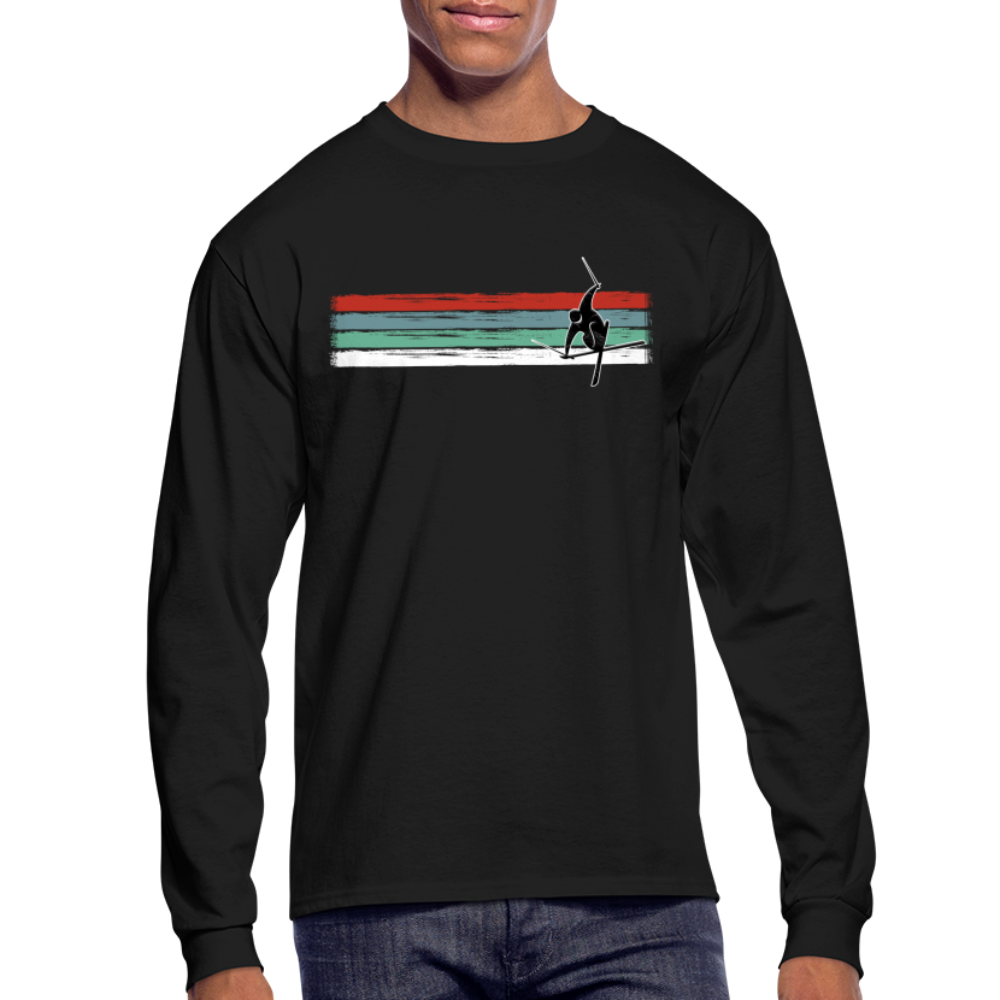 Retro Stripe Men's Long Sleeve 'Welcome to the Storm' T-Shirt - black