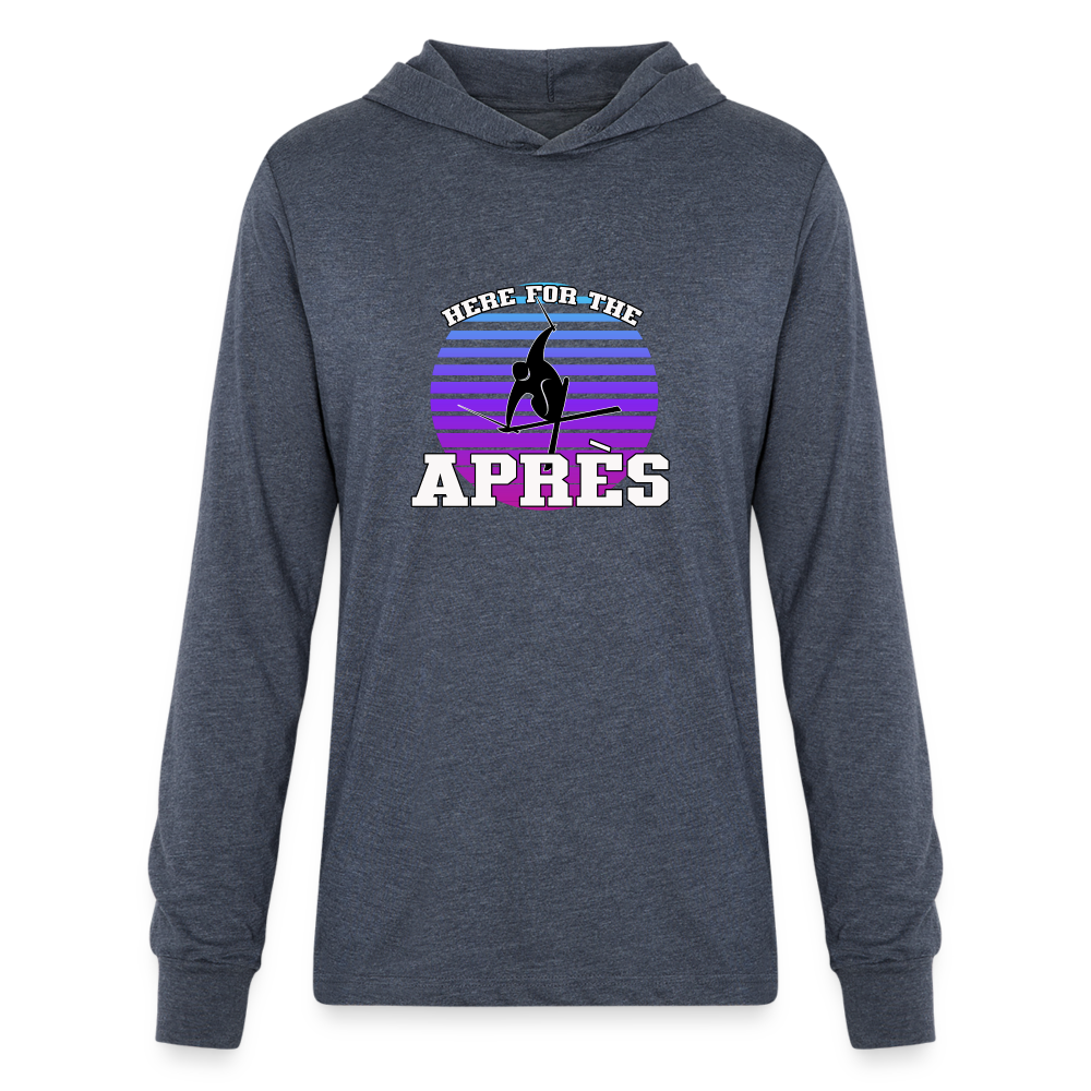 Unisex Bella & Canvas 'Here for the Apres' Long Sleeve Hoodie - heather navy