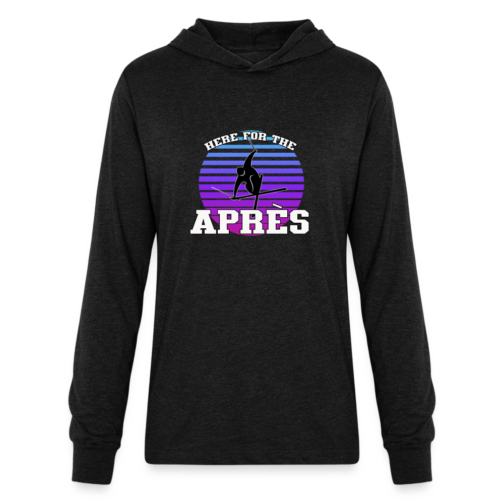 Unisex Bella & Canvas 'Here for the Apres' Long Sleeve Hoodie - heather black